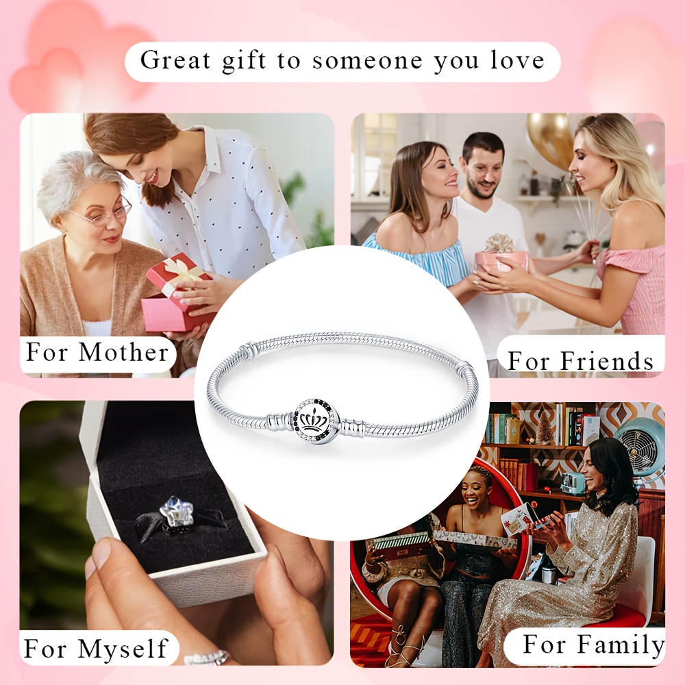 New 925 Silver-Plated Crown Chip Bracelet, Elegant Gift